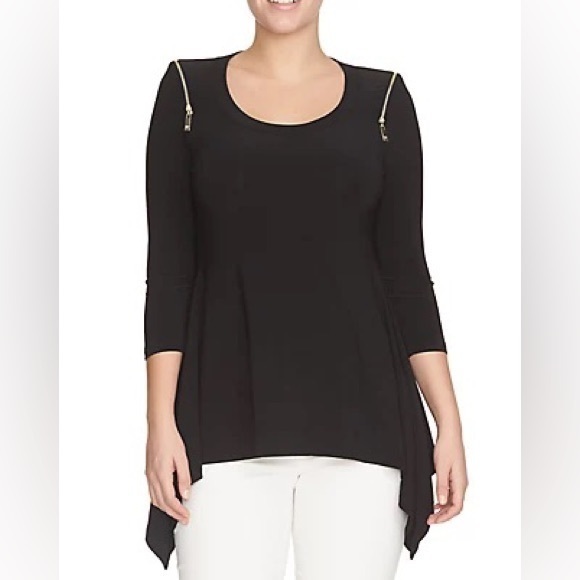 Chaus New York Black Blouse With Zippers Size Small Womanâs